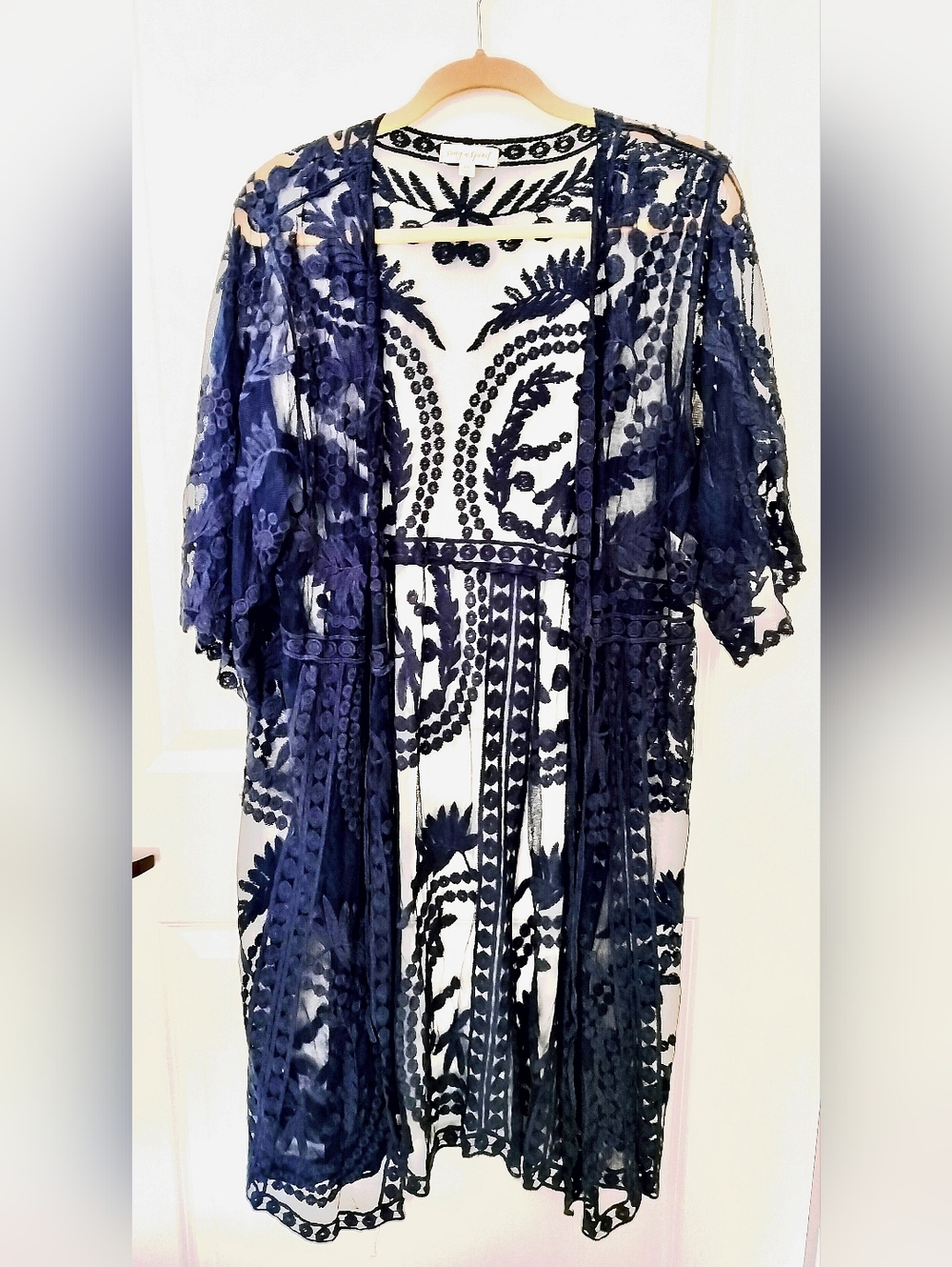 Song n Spirit Navy Embroidered Duster